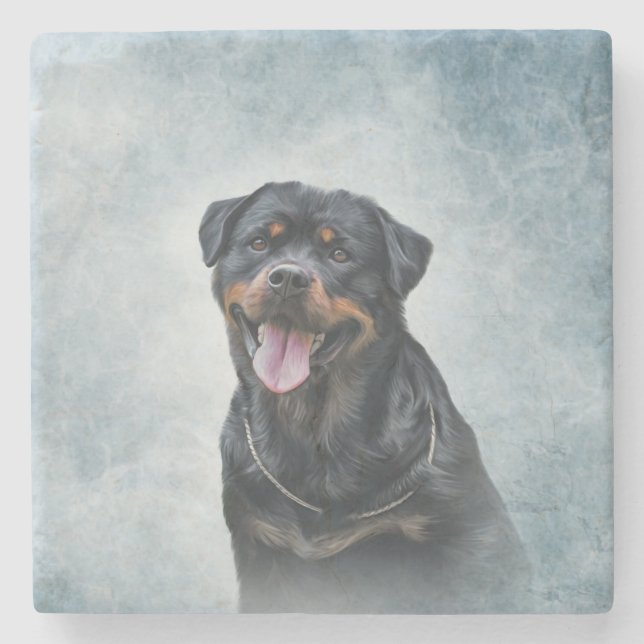 Rottweiler dog stone coaster (Front)