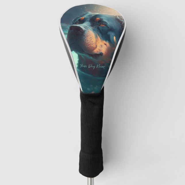 Rottweiler dog swimming in water 003 golf head cover (Front)