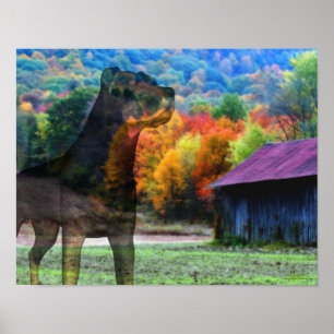 Rottweiler Dog Tobacco Barn Fantasy Art  Poster