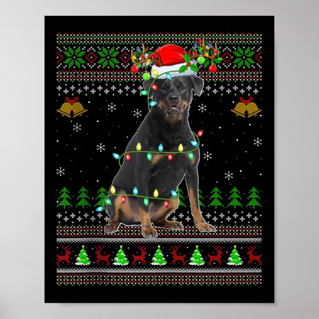Rottweiler Dog Ugly Christmas Sweaters Holiday San Poster (Front)