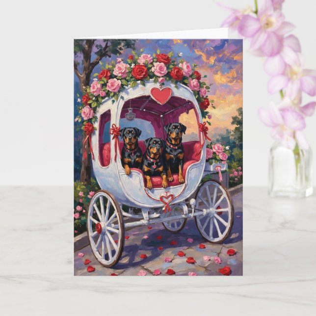 Rottweiler Dog Valentine's Day Card (Orchid)