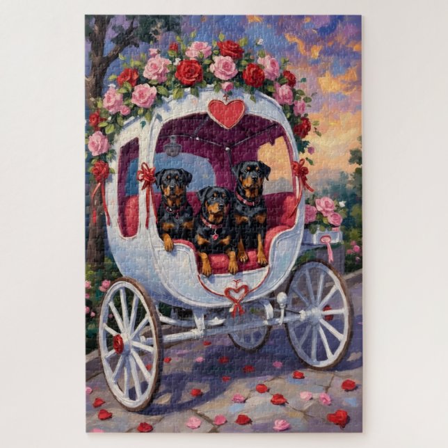 Rottweiler Dog Valentine's Day Jigsaw Puzzle (Vertical)