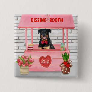 Rottweiler Dog Valentine's Day Kissing Booth 15 Cm Square Badge