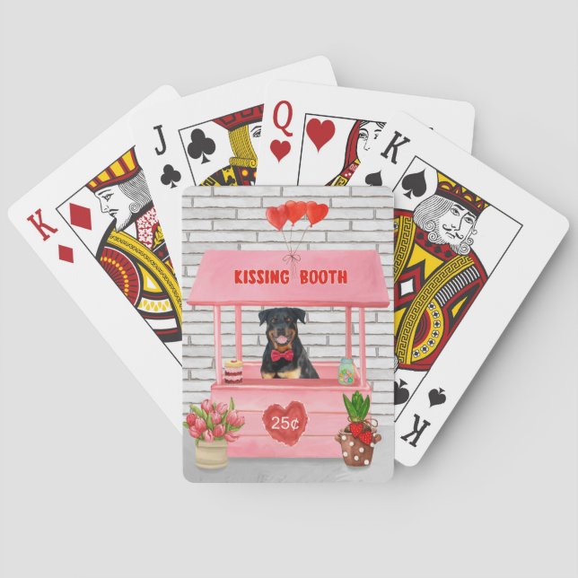 Rottweiler Dog Valentine's Day Kissing Booth Playing Cards (Back)