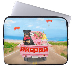 Rottweiler Dog Valentine's Day Truck Hearts Laptop Sleeve