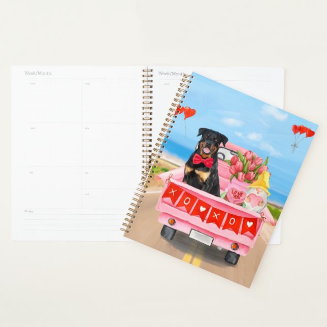 Rottweiler Dog Valentine's Day Truck Hearts Planner (Display)