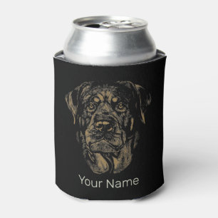 Rottweiler Dog Vintage Portrait Rottie Design Can Cooler