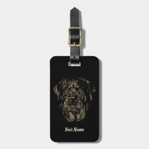 Rottweiler Dog Vintage Portrait Rottie Design Luggage Tag
