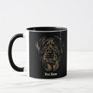 Rottweiler Dog Vintage Portrait Rottie Design Mug