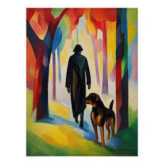 Rottweiler dog walking in the park 03 - Madeleine  Poster