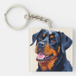 Rottweiler   Dog Watercolor Pet Painting Key Ring