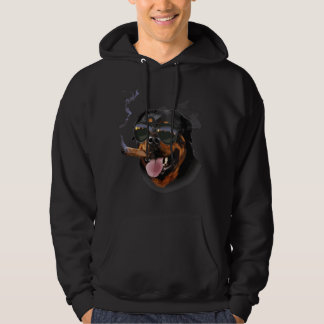 Rottweiler Dog Wearing Aviator Sunglass with Cigar Hoodie