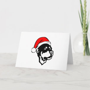 Rottweiler Dog wearing Red Christmas Santa Hat Holiday Card