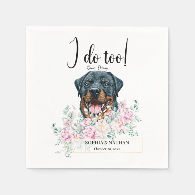 Rottweiler Dog Wedding Cocktail Napkins (Front)