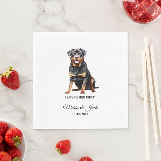 Rottweiler Dog Wedding Napkins with Photo (Insitu)