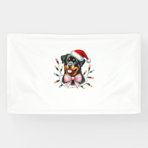 Rottweiler Dog With Coquette Bow Christmas Matchin Banner