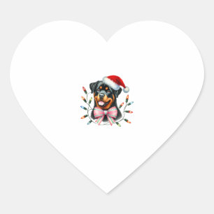 Rottweiler Dog With Coquette Bow Christmas Matchin Heart Sticker