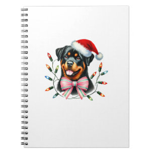 Rottweiler Dog With Coquette Bow Christmas Matchin Notebook