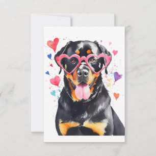 Rottweiler Dog with Heart Glasses  Thank You Card