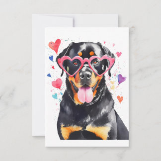 Rottweiler Dog with Heart Glasses  Thank You Card
