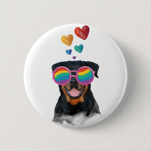 Rottweiler Dog with Hearts Valentine's Day  6 Cm Round Badge