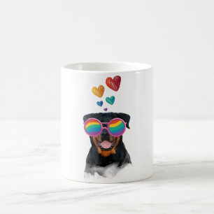 Rottweiler Dog with Hearts Valentine's Day Coffee Mug