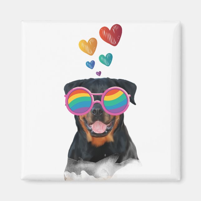Rottweiler Dog with Hearts Valentine's Day  Magnet (Front)
