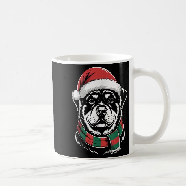 Rottweiler Dog Xmas Santa Hat Scarf Christmas Cost Coffee Mug (Right)