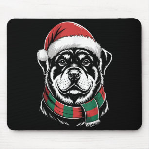 Rottweiler Dog Xmas Santa Hat Scarf Christmas Cost Mouse Mat