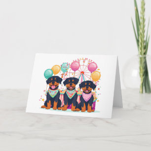 Rottweiler Dogs At A Carnival Card