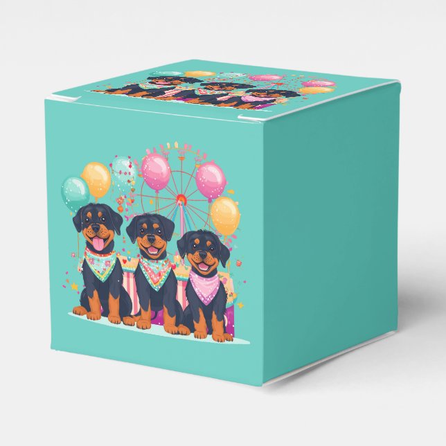 Rottweiler Dogs At A Carnival  Favour Box (Front Side)