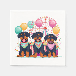 Rottweiler Dogs At A Carnival Napkin