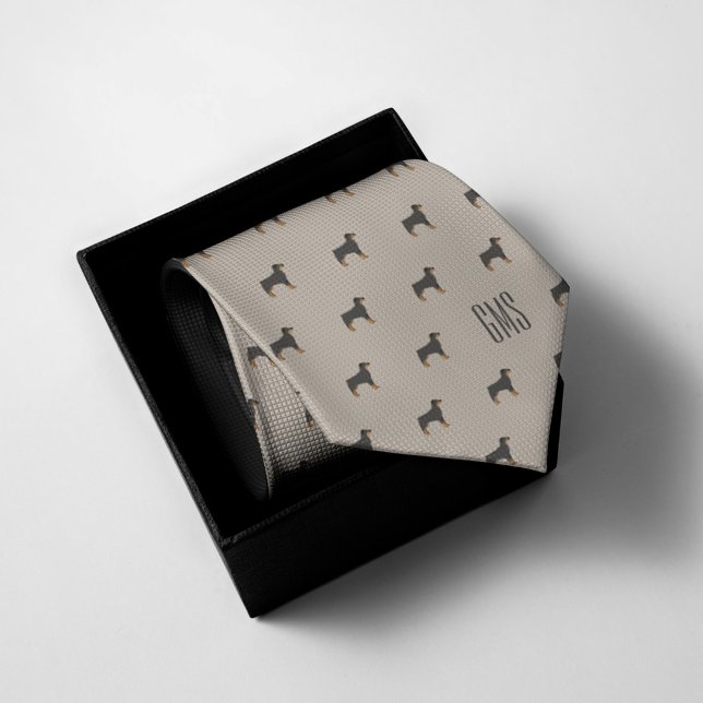 Rottweiler Dogs Pattern Monogrammed Tie (Creator Uploaded)