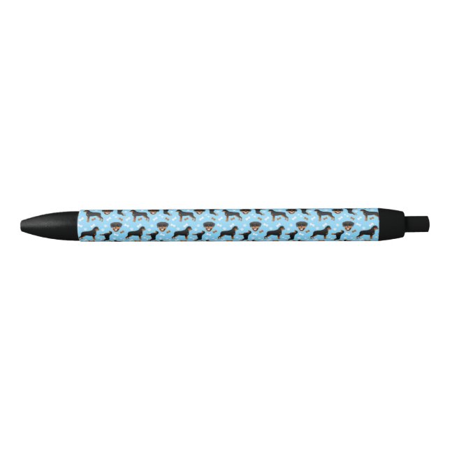 Rottweiler Dogs Rotties Rottweilers Blue Pattern   Black Ink Pen (Front)