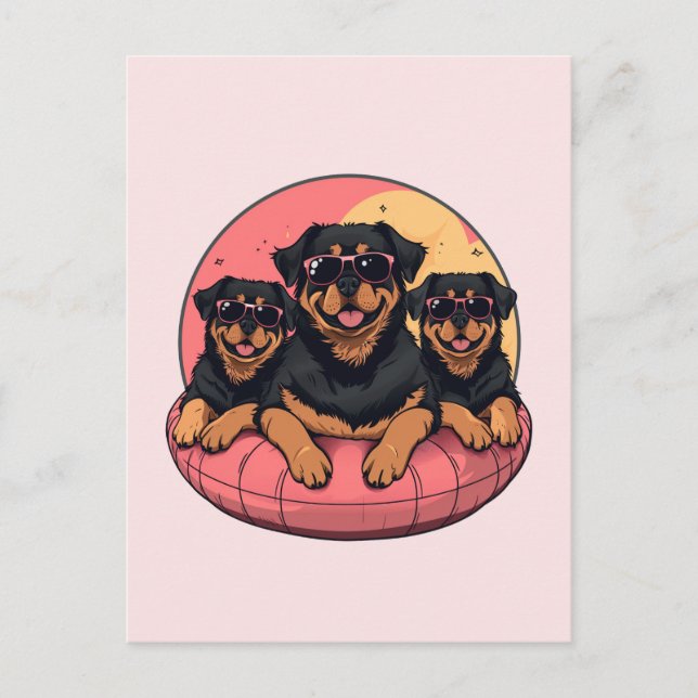 Rottweiler Dogs Summer Pool Floaties Postcard (Front)