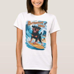 Rottweiler Dogs Surfing Adventure T-Shirt