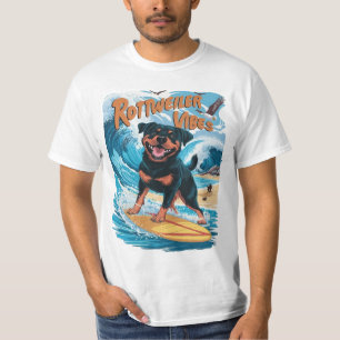 Rottweiler Dogs Surfing Adventure T-Shirt