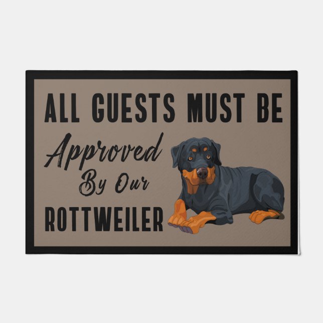 Rottweiler Doormat, All Visitors Must Be Approved Doormat (Front)