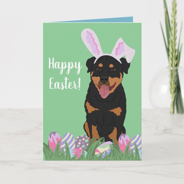 Rottweiler Easter Bunny  Card (Front)