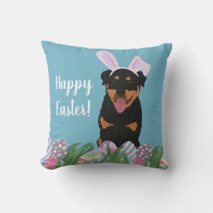Rottweiler Easter Bunny Cushion