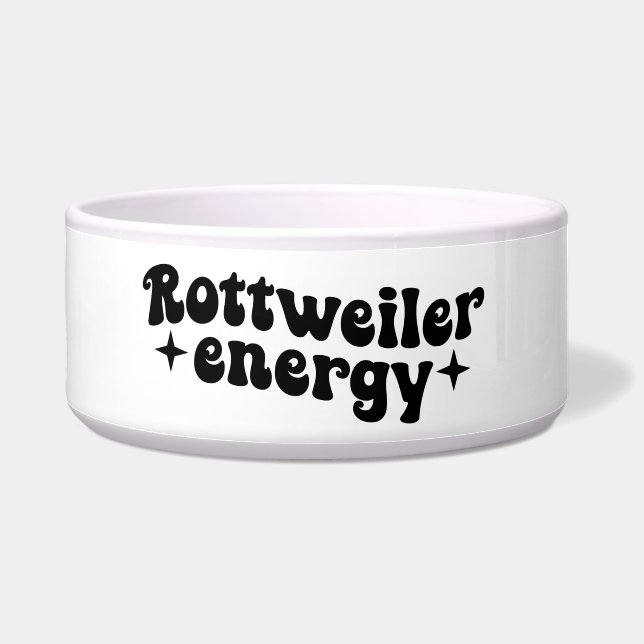 Rottweiler Energy Ceramic Dog Bowl  (Left)