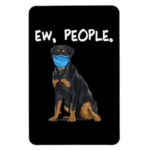 rottweiler ew people dog wearing face mask magnet