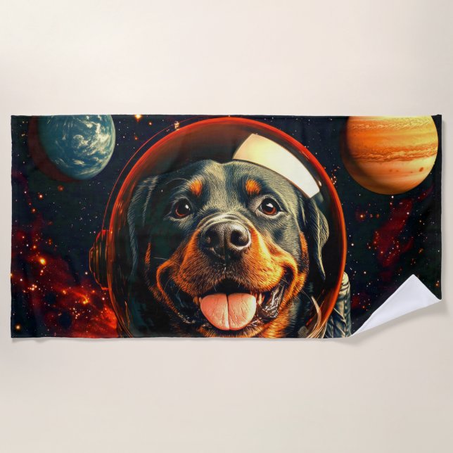 Rottweiler Explores Beach Towel (Front)