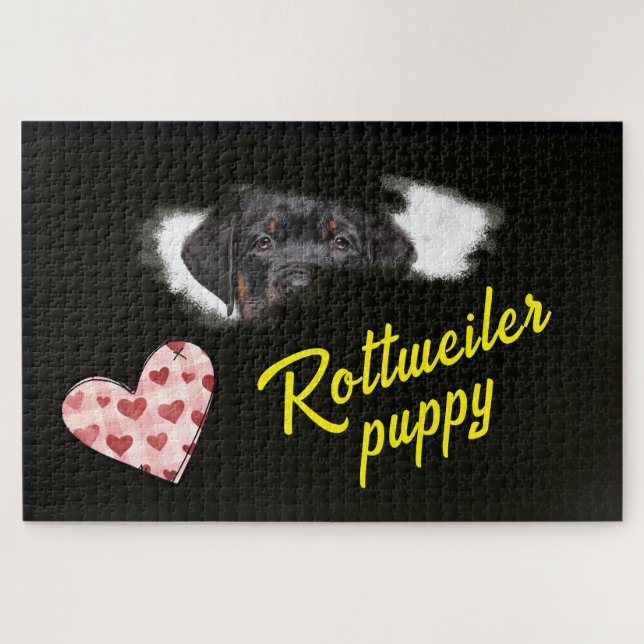 Rottweiler Eyes Solid Colour 1000 piece Jigsaw Puz Jigsaw Puzzle (Horizontal)