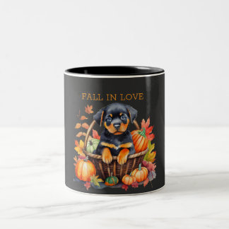 Rottweiler Fall In Love Two-Tone Coffee Mug