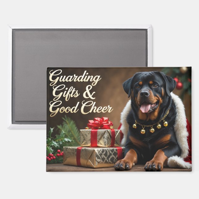 Rottweiler Festive Holiday Christmas Magnet (Front/Back)