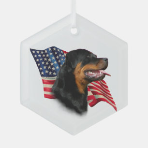 Rottweiler Flag Glass Tree Decoration