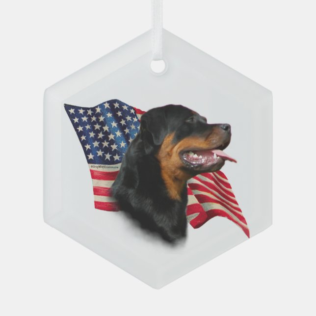 Rottweiler Flag Glass Tree Decoration (Front)