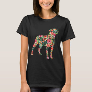 Rottweiler Flower Funny Dog Silhouette Floral Gift T-Shirt