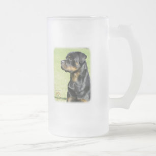 Rottweiler Frosted Glass Beer Mug